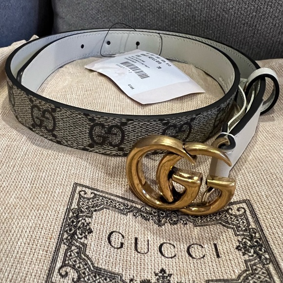 NEW Gucci GG Marmont Supreme GG Logo Thin Belt - Picture 4 of 12